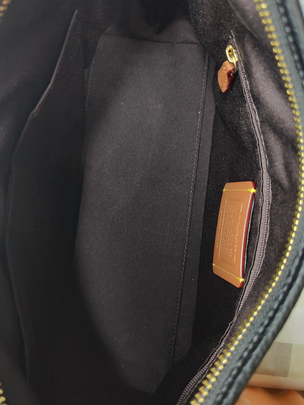Coach Black Pebbled Leather Shoulder Bag with Gold-Tone Logo - Picture 8 of 13